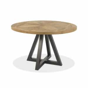 Eettafel rond 125cm - eiken massief hout met Zwarte poten - Indus