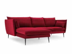 Velvet Hoekbank Links - Sofa - Agate - Bordeaux Rood&Zwart - Fluweel - 250x165x97 cm