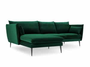 Velvet Hoekbank Links - Sofa - Agate - Dennengroen&Zwart - Fluweel - 250x165x97 cm
