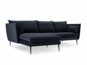 Velvet Hoekbank Links - Sofa - Agate - Donkerblauw&Zwart - Fluweel - 250x165x97 cm