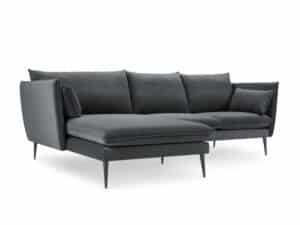 Velvet Hoekbank Links - Sofa - Agate - Donkergrijs&Zwart - Fluweel - 250x165x97 cm