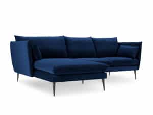 Velvet Hoekbank Links - Sofa - Agate - Koningsblauw&Zwart - Fluweel - 250x165x97 cm