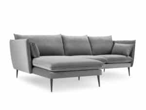 Velvet Hoekbank Links - Sofa - Agate - Lichtgrijs&Zwart - Fluweel - 250x165x97 cm