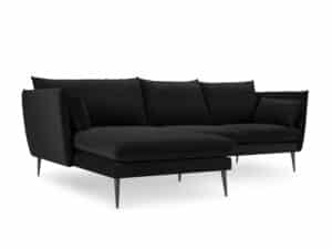 Velvet Hoekbank Links - Sofa - Agate - Zwart&Zwart - Fluweel - 250x165x97 cm