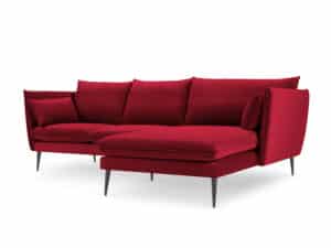 Velvet Hoekbank Rechts - Sofa - Agate - Bordeaux Rood&Zwart - Fluweel - 250x165x97 cm