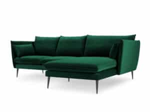 Velvet Hoekbank Rechts - Sofa - Agate - Dennengroen&Zwart - Fluweel - 250x165x97 cm