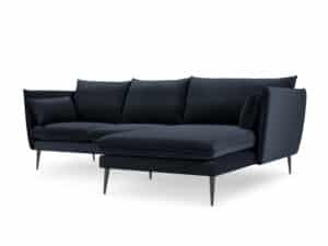 Velvet Hoekbank Rechts - Sofa - Agate - Donkerblauw&Zwart - Fluweel - 250x165x97 cm