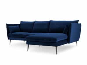 Velvet Hoekbank Rechts - Sofa - Agate - Koningsblauw&Zwart - Fluweel - 250x165x97 cm