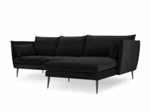 Velvet Hoekbank Rechts - Sofa - Agate - Zwart&Zwart - Fluweel - 250x165x97 cm