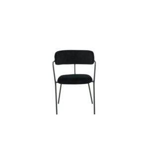 2 x Arrow eetkamerstoel met armleuningen, velours zwart.