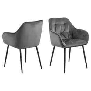 2 x Bruks eetkamerstoel met armleuningen grijs.