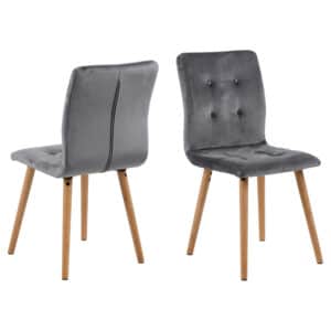 2 x Frimo eetkamerstoel velours grijs.