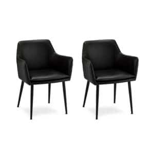 2 x Shawn eetkamerstoel in zwart PU kunstleer.