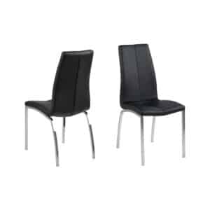 4 x Ashwin - Eetkamerstoel - Zwart kunstleer.