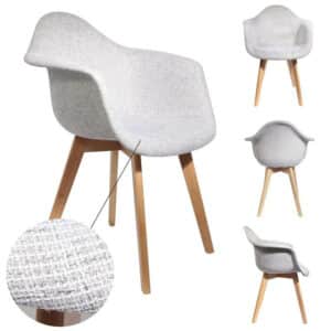 4goodz 2 stuks Eetkamerstoel met Armleuning Kuipstoel Stof - Grijs