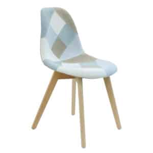 4goodz Lund Set van 2 stuks Patchwork Eetkamerstoelen - Blauw Grijs