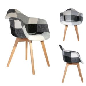 4goodz Malmo 2 stuks Patchwork Eetkamerstoelen Armleuning - Grijs