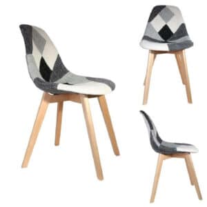 4goodz Malmo Set van 2 stuks Patchwork Eetkamerstoelen - Grijs