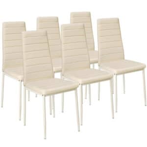 6 stuks eetkamerstoel , beige , eetkamerstoelen 401852