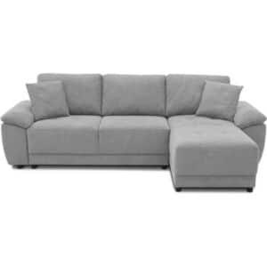 ARIEL 4-zits omkeerbare hoekbank - Grijze stof - Opbergdoos - L 257 x D 159 x H 88 cm