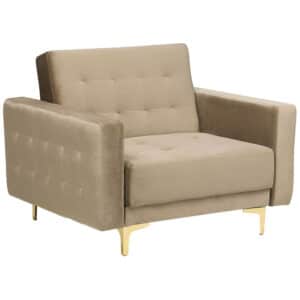 Beliani ABERDEEN - Fauteuil-Beige-Fluweel