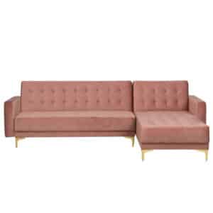 Beliani ABERDEEN - Hoekbank-roze-Fluweel