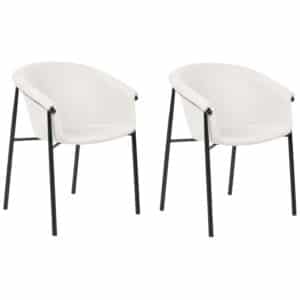 Beliani AMES - Eetkamerstoel-Beige-Polyester