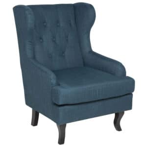 Beliani Alta Fauteuil Blauw Stof, Stof, Hout 71x77x112