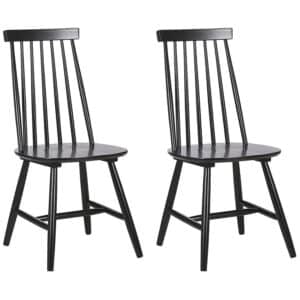 Beliani BURBANK - Eetkamerstoel-Zwart-Rubberhout