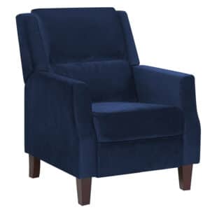 Beliani EGERSUND - TV-fauteuil-Blauw-Fluweel