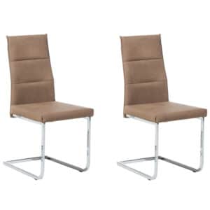 Beliani ROCKFORD Eetkamerstoel set van 2 Beige Kunstleer, Kunstleer, Metaal 44x57x96