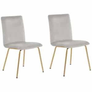 Beliani RUBIO - Eetkamerstoel-Grijs-Fluweel