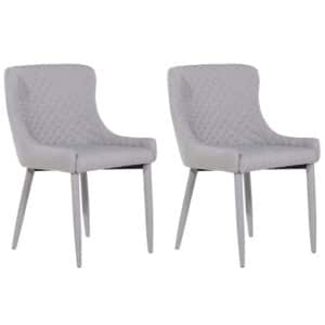 Beliani SOLANO - Eetkamerstoel-Grijs-Polyester