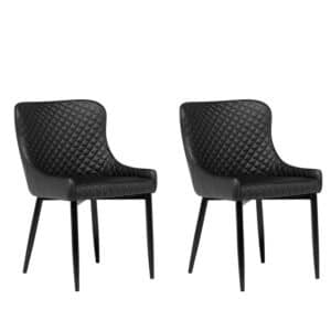 Beliani SOLANO - Eetkamerstoel-Zwart-Kunstleer