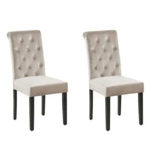 Beliani VELVA - Eetkamerstoel-Beige-Fluweel