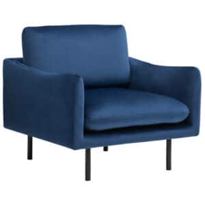Beliani VINTERBRO - Fauteuil-Blauw-Fluweel