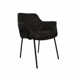 Bronx71 Industriële eetkamerstoel Club zwart/antraciet eco-leer.