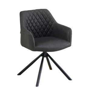 Bronx71 Industriële eetkamerstoel Dex draaibaar zwart/antraciet eco-leer.