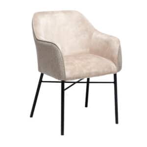 Bronx71 Velvet eetkamerstoel Chicago geweven stof beige.