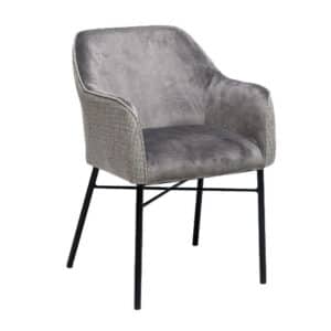 Bronx71 Velvet eetkamerstoel Chicago geweven stof grijs.
