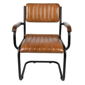 Clayre & Eef Eetkamerstoel met Armleuning 62x60x86 cm Bruin Leder Stoel Bruin Stoel