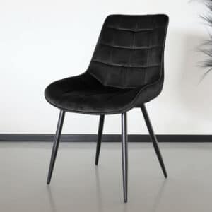 Eetkamerstoel De Vince zwart velvet eetstoel