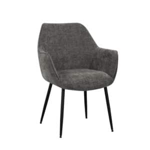 Eetkamerstoel met armleuning Gary chenille antraciet