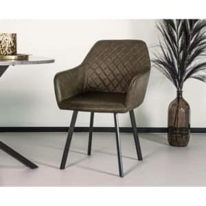 Eetkamerstoel met armleuning Yurgan donkergroen