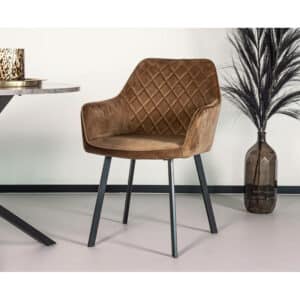 Eetkamerstoel met armleuning Yurgan velvet bruin (voorbestelling)