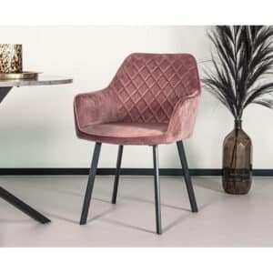 Eetkamerstoel met armleuning Yurgan velvet roze