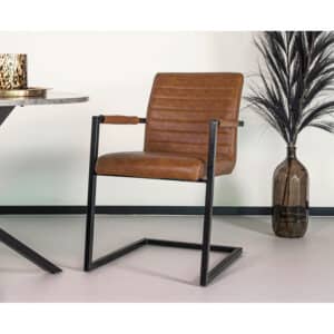 Eetkamerstoel met armleuning cognac Kuge Design (voorbestelling)