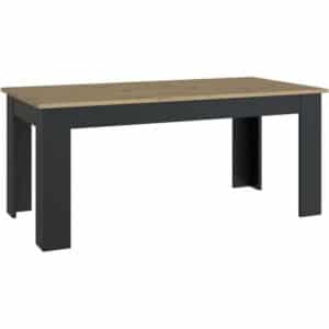 Eettafel alleen PILVI - Eigentijdse stijl - Melaminedeeltjes - Eiken en zwart decor - 8 personen - B180 x D77,3 x H90 cm