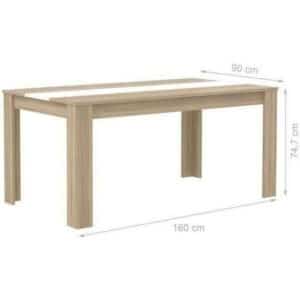 Eettafel voor 6-8 personen - ELAMA - Rechthoekig - Spaanplaat Eiken en mat wit decor - L 160 x B 90 cm