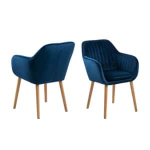 Emil fauteuil stof met verticale naden - blauw.